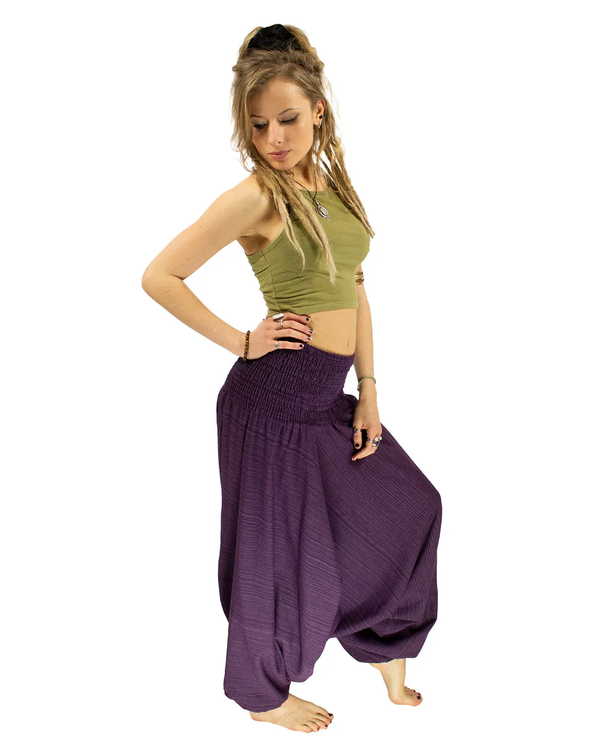 Cotton Baggy Harem Pants Purple