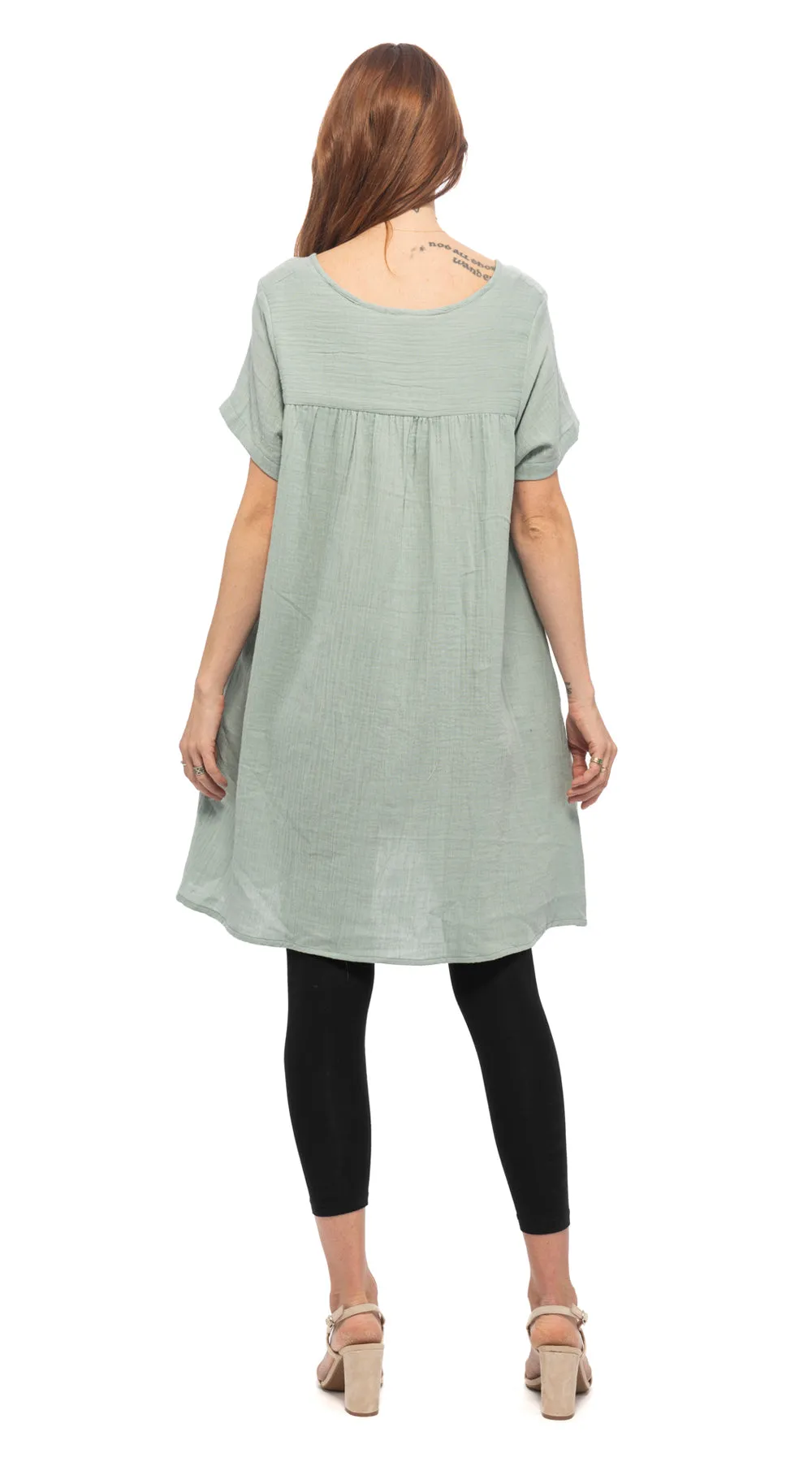 Cotton Gauze Lucia Tunic - agave, khaki, royal blue