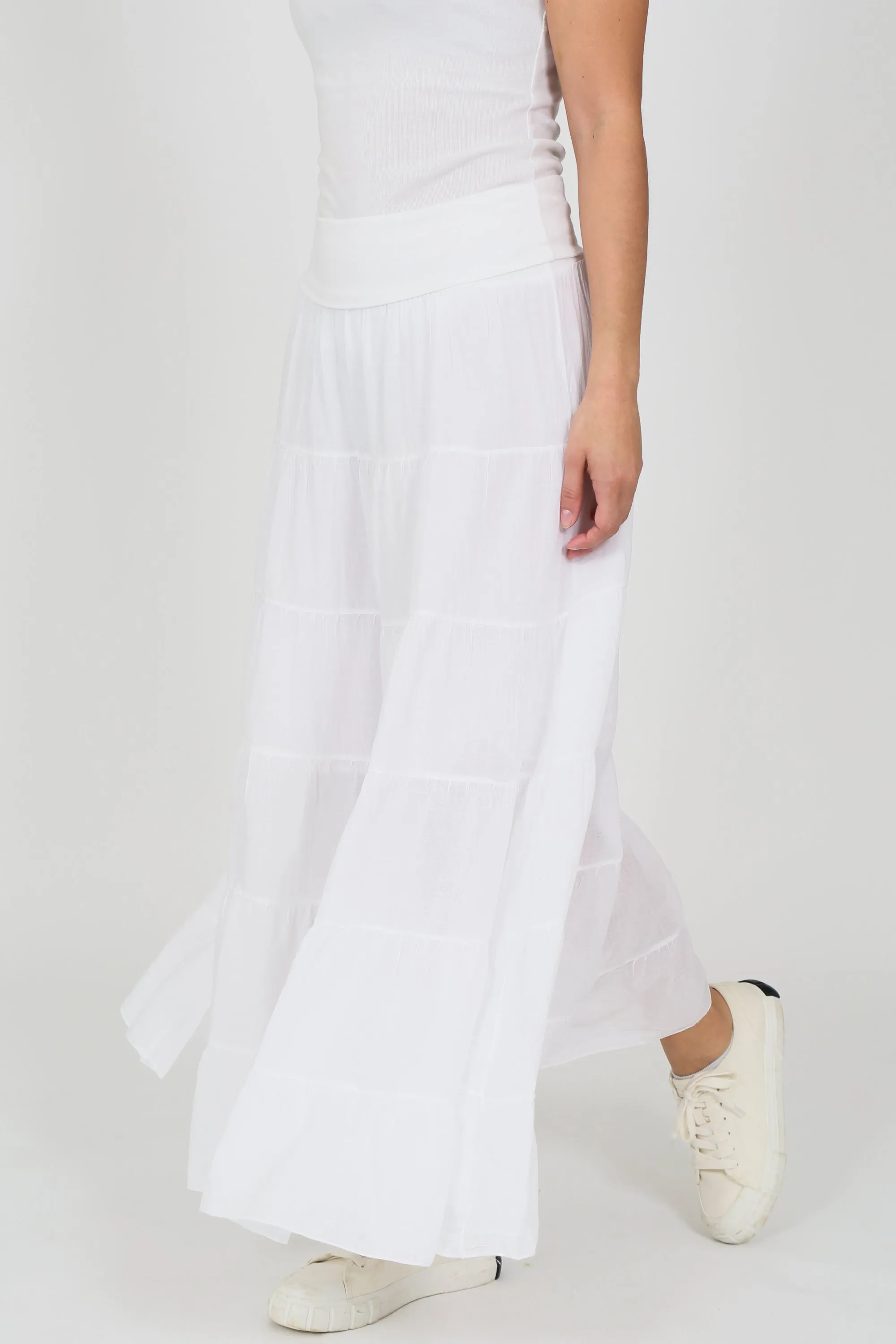 Cotton Tiered Maxi Skirt - 4 Colour Choices