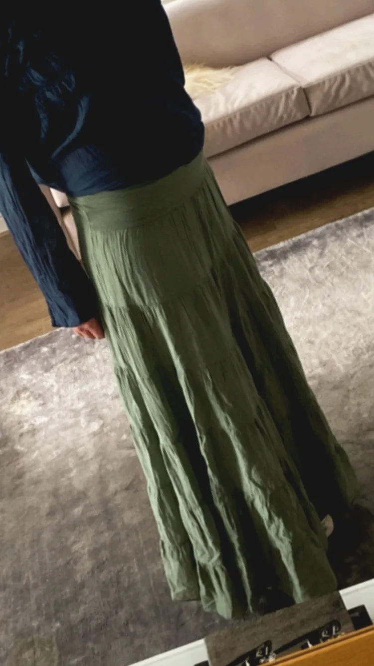 Cotton Tiered Maxi Skirt - 4 Colour Choices