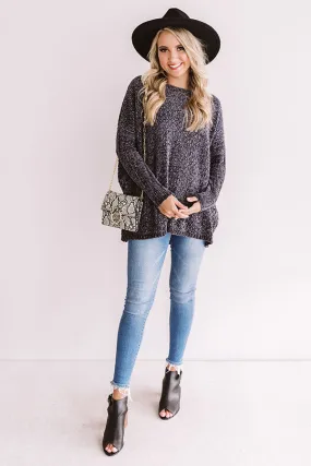 Cozy By The Fire Chenille Sweater in Charcoal