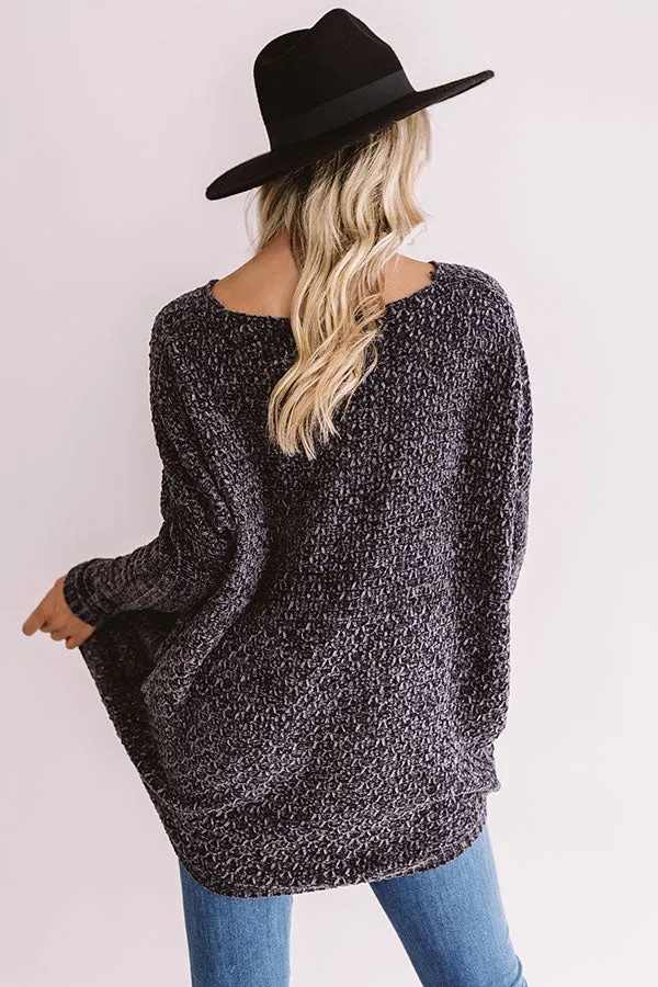 Cozy By The Fire Chenille Sweater in Charcoal