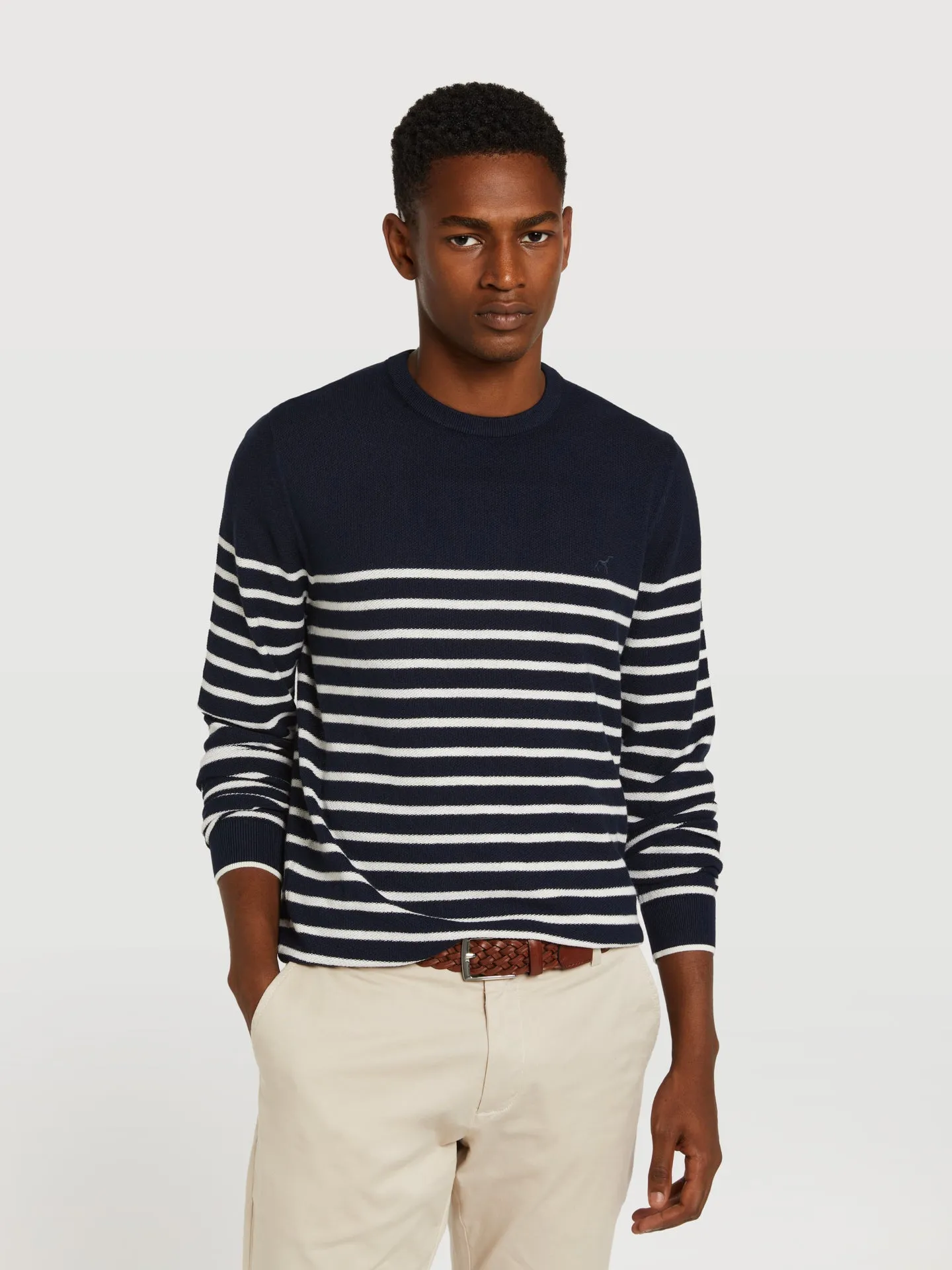 Crew neck striped sweater