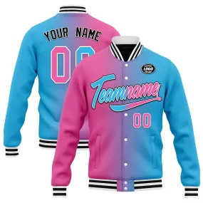 Custom Gradient Fashion Jacket Bomber Full-Snap Varsity Letterman Personalized Jacket FZ005-D028015-1