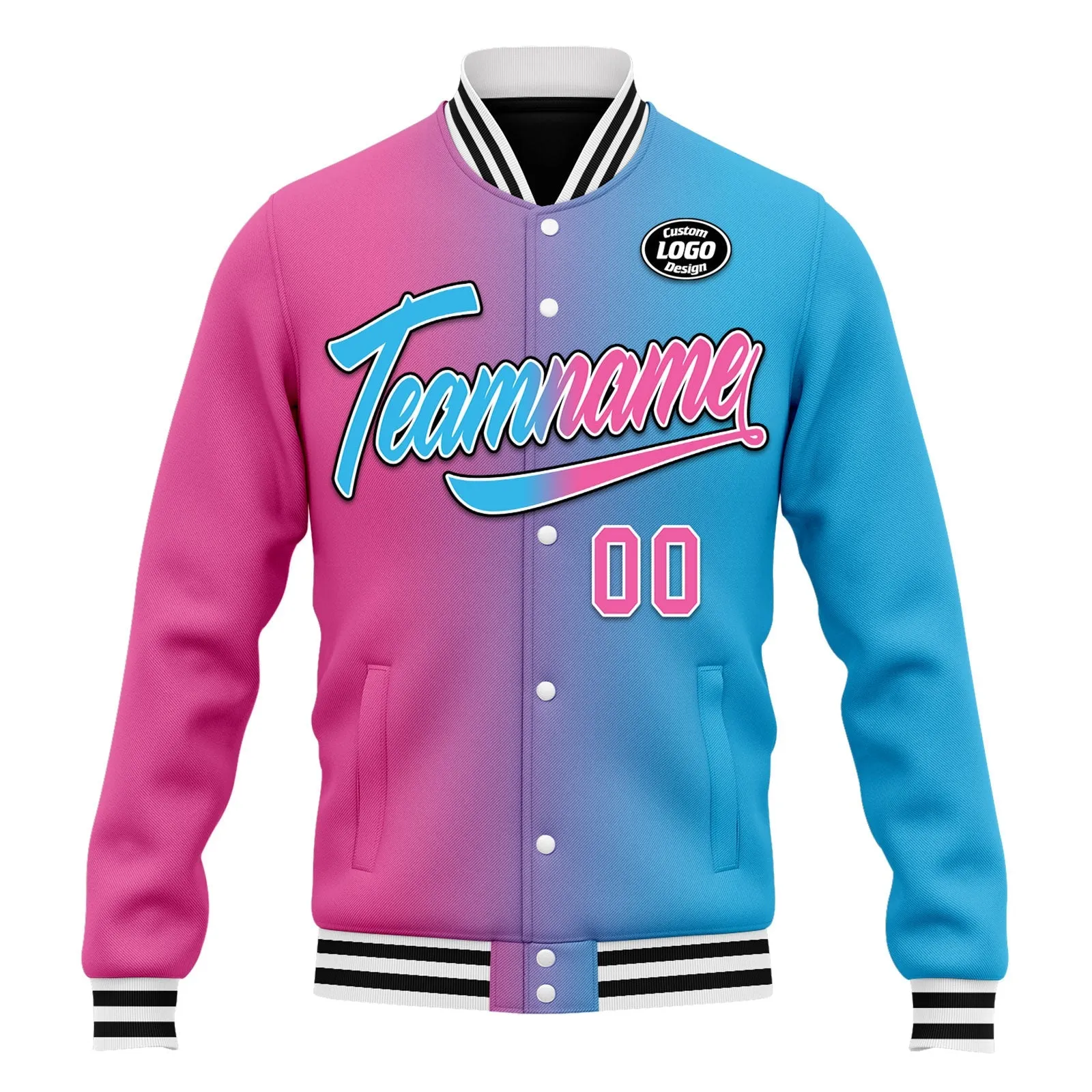 Custom Gradient Fashion Jacket Bomber Full-Snap Varsity Letterman Personalized Jacket FZ005-D028015-1