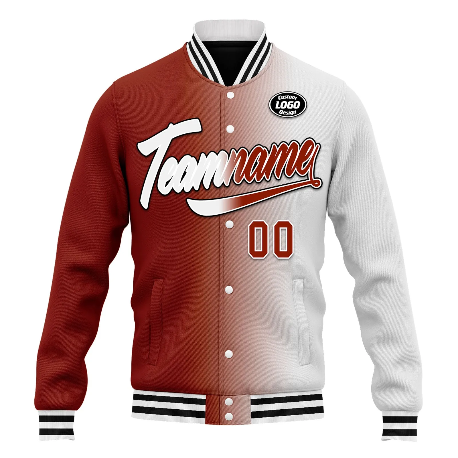 Custom Gradient Fashion Jacket Bomber Full-Snap Varsity Letterman Personalized Jacket FZ005-D028016-18