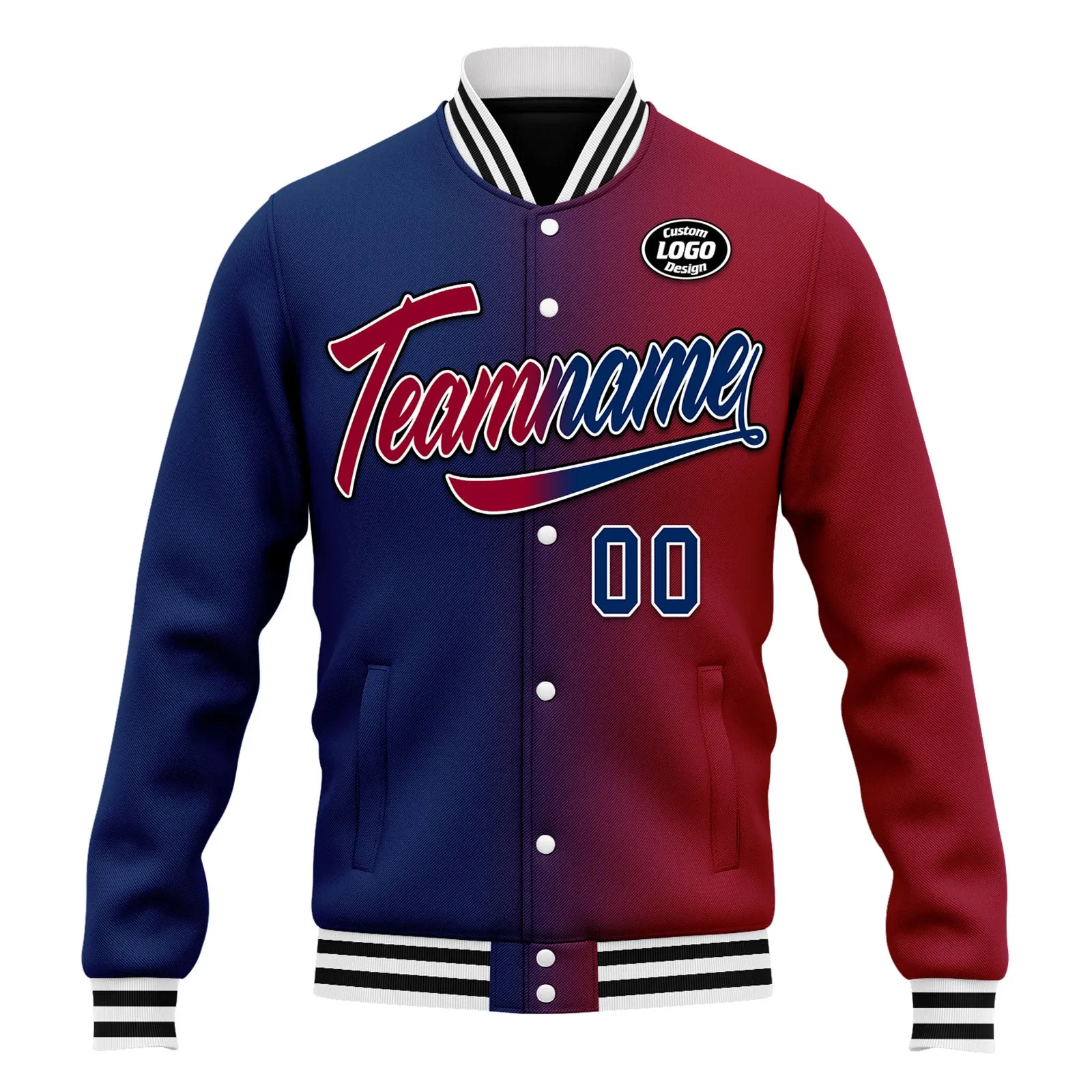 Custom Gradient Fashion Jacket Bomber Full-Snap Varsity Letterman Personalized Jacket FZ005-D028016-4