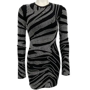 David Koma Black Zebra Studded Bodycon Dress