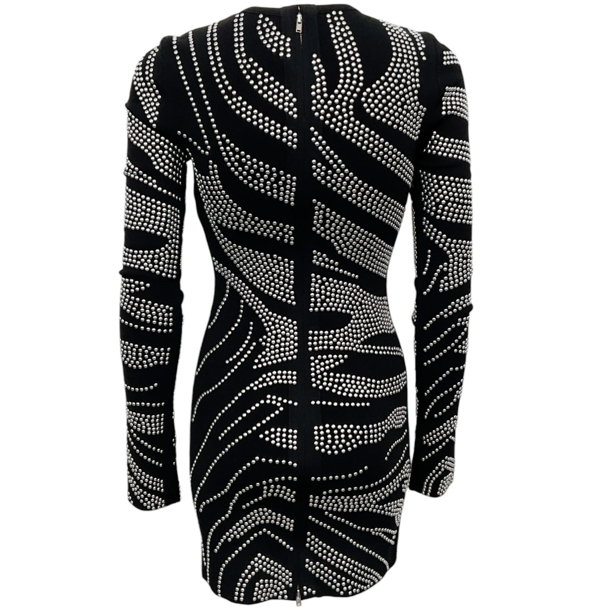 David Koma Black Zebra Studded Bodycon Dress