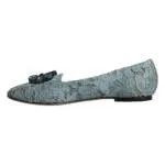 Dolce & Gabbana Blue Lace Crystal Ballet Flats Loafers Shoes