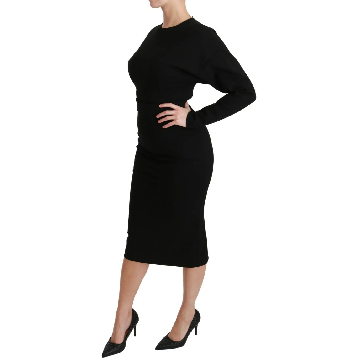 Dolce & Gabbana Elegant Black Bodycon Sheath Midi Dress