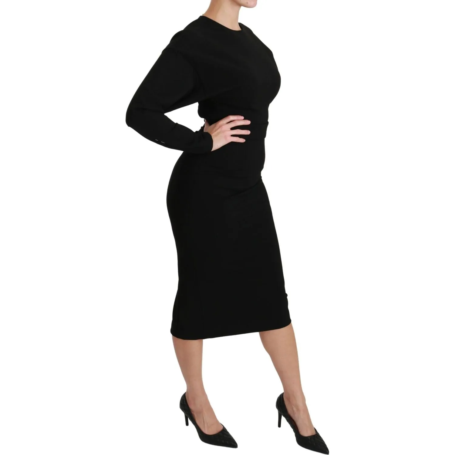 Dolce & Gabbana Elegant Black Bodycon Sheath Midi Dress