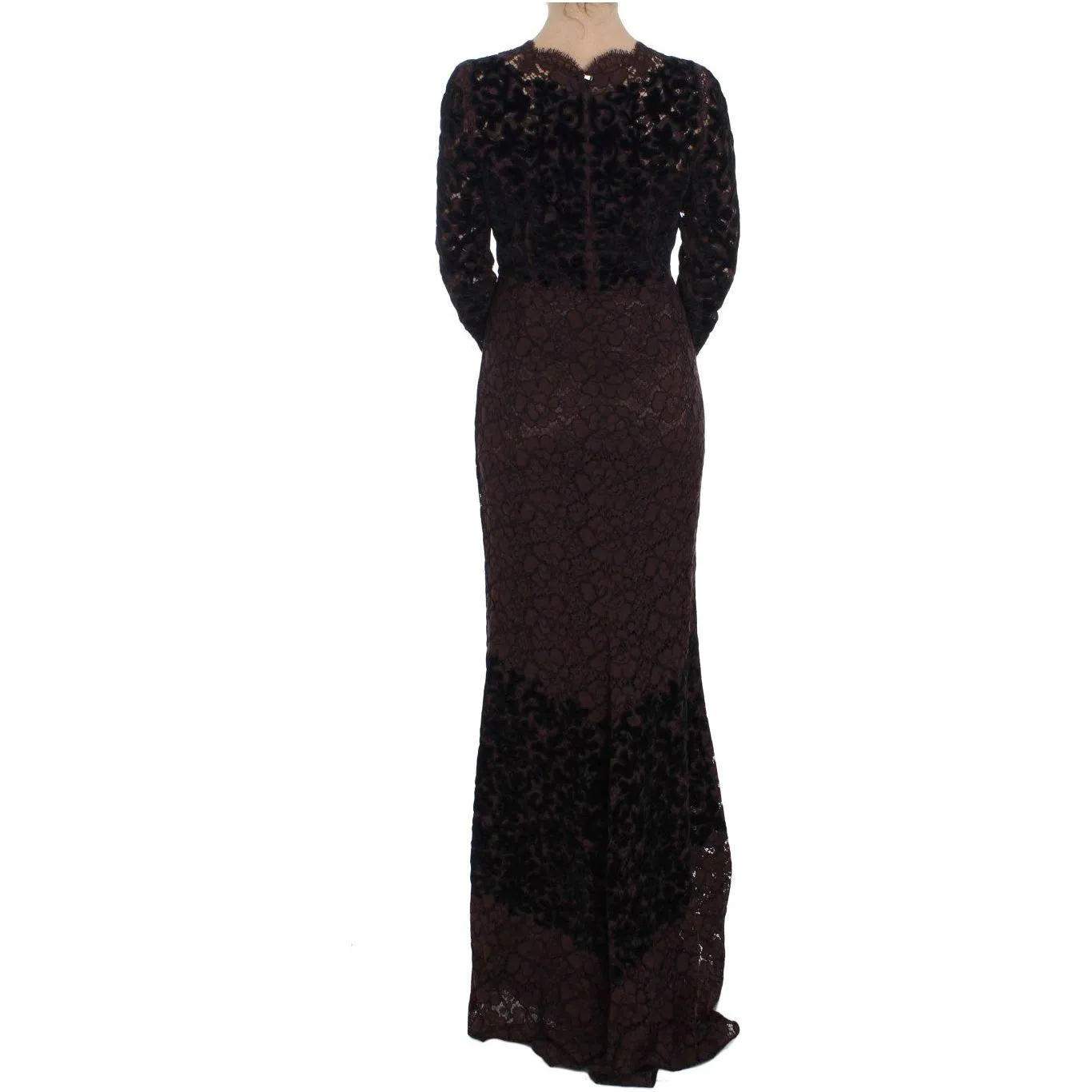 Dolce & Gabbana Elegant Purple Floral Lace Maxi Dress