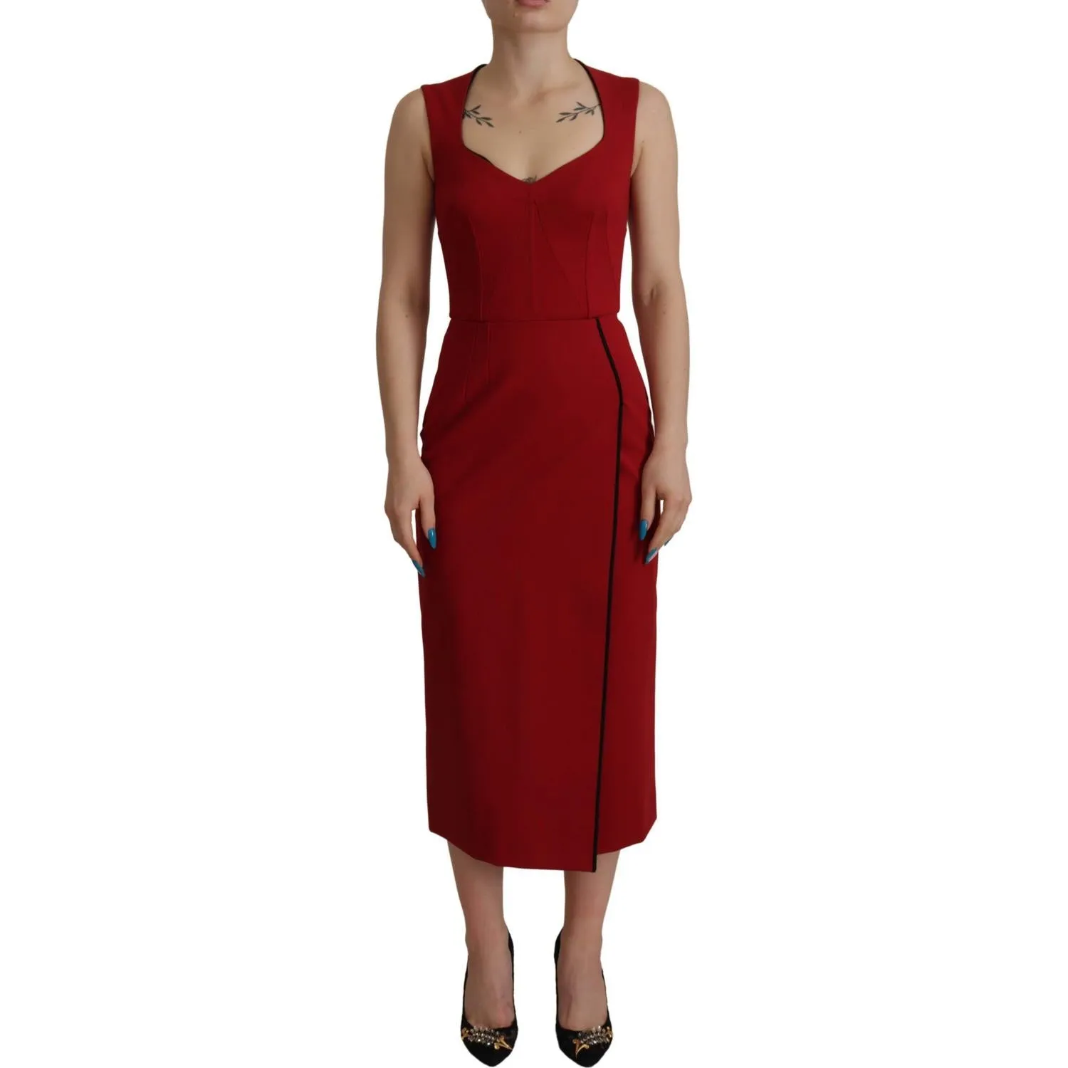 Dolce & Gabbana Elegant Red Bodycon Midi Dress