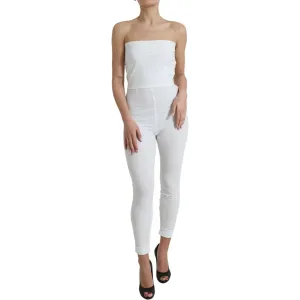 Dolce & Gabbana Elegant White Strapless Jumpsuit Dress