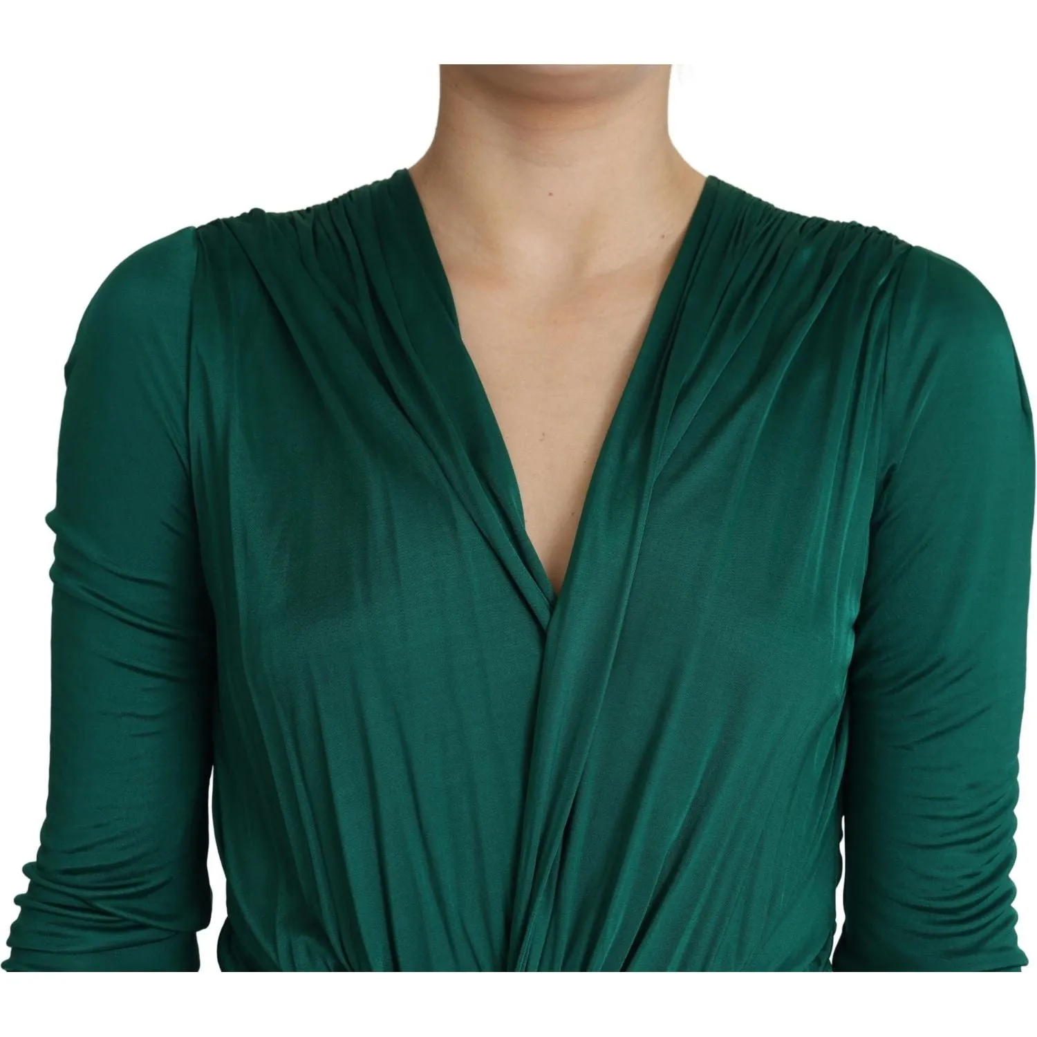 Dolce & Gabbana Emerald Elegance Bodycon Midi Dress