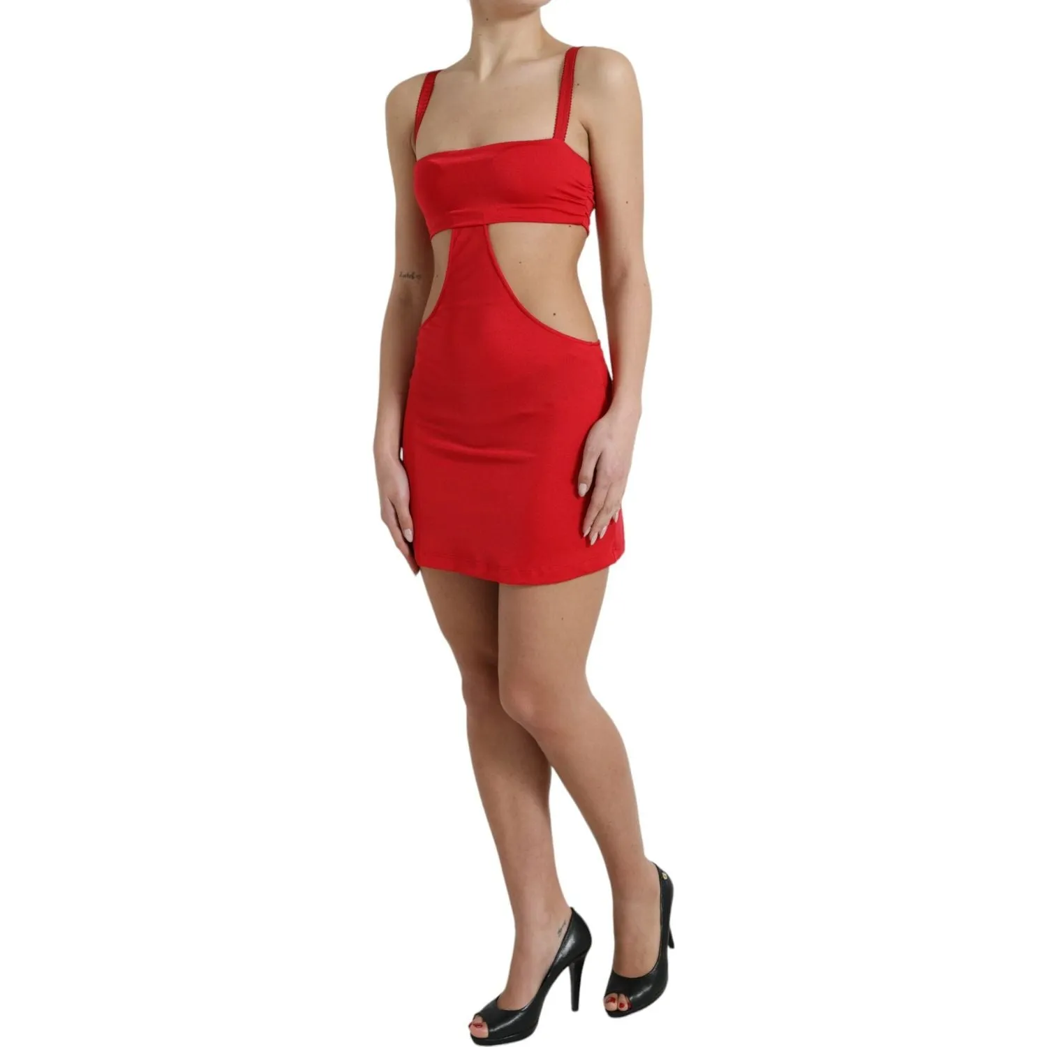 Dolce & Gabbana Exquisite Red Cut Out Bodycon Mini Dress