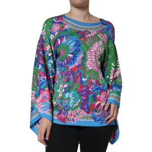 Dolce & Gabbana Multicolor Floral Charmeuse Kimono Sleeve Tunic Top