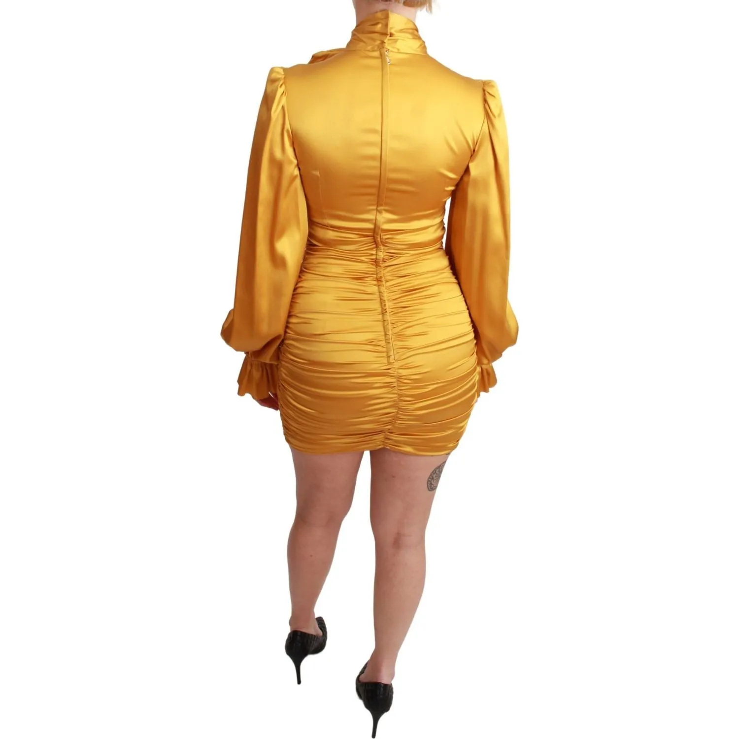 Dolce & Gabbana Radiant Yellow Silk Bodycon Mini Dress