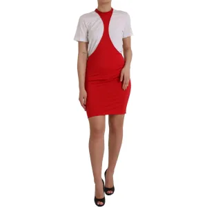 Dolce & Gabbana Red Nylon Stretch Bodycon Sheath Mini Dress