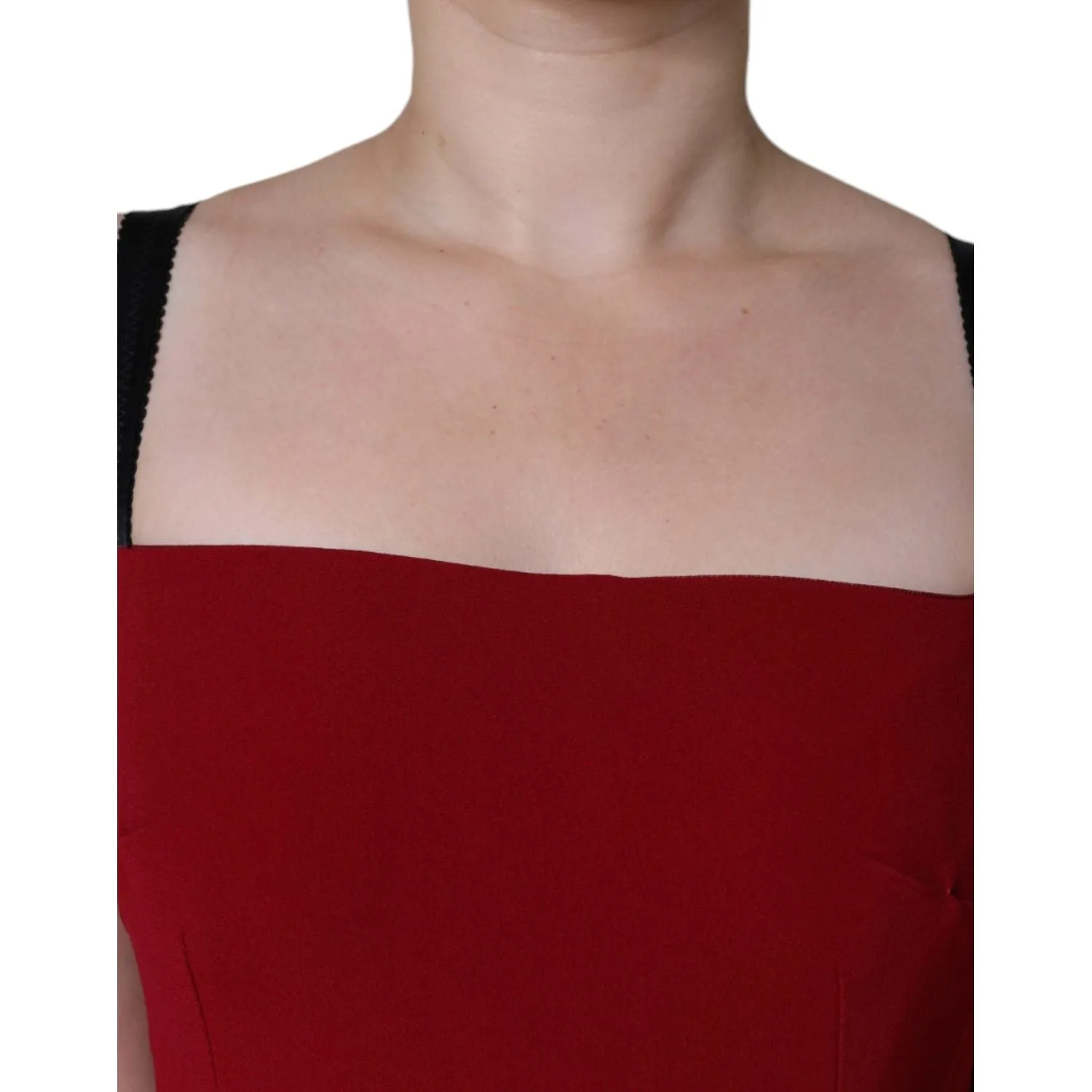 Dolce & Gabbana Red Viscose Stretch Side Slit Sheath Midi Dress