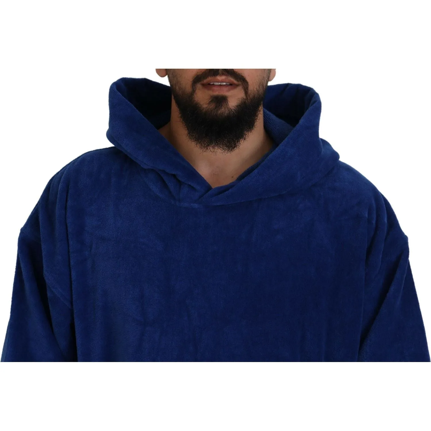 Dsquared² Blue Poncho Men Hooded Beachwear Changing Robe