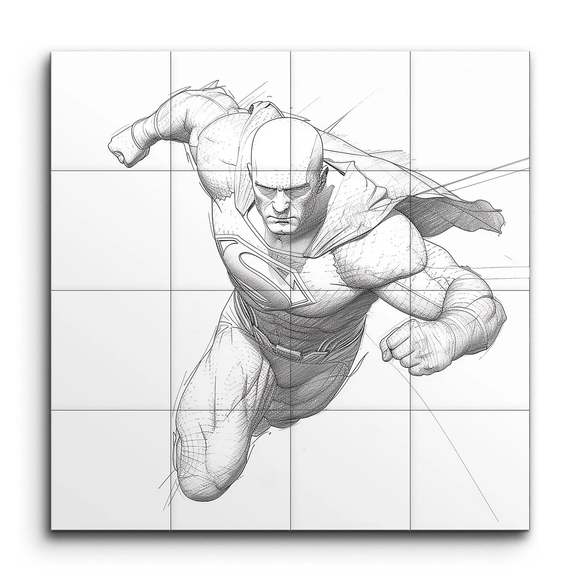 Dynamic Hero in Flight: Pencil Sketch Masterpiece