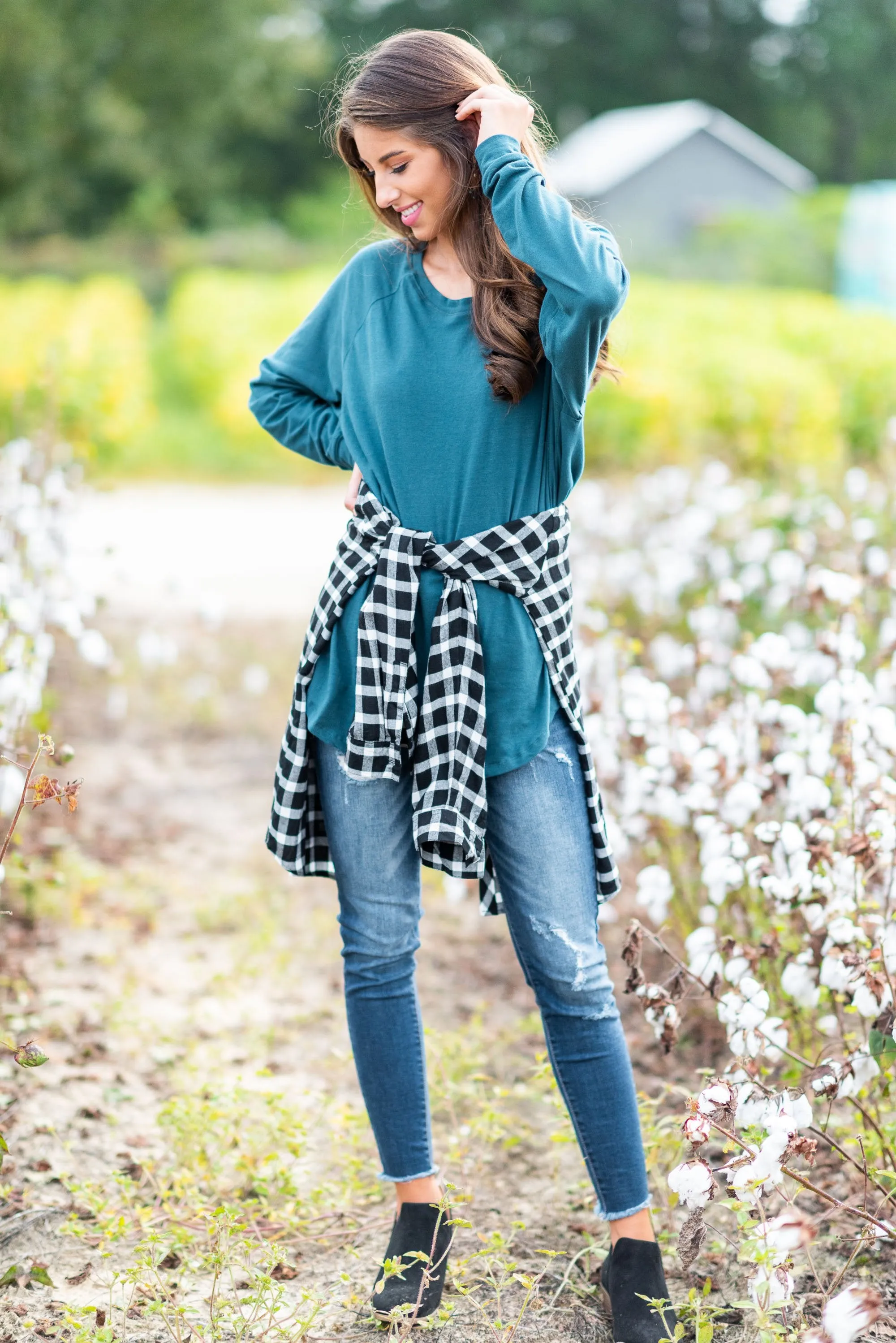 Easy Like Sunday Dark Teal Blue Tunic