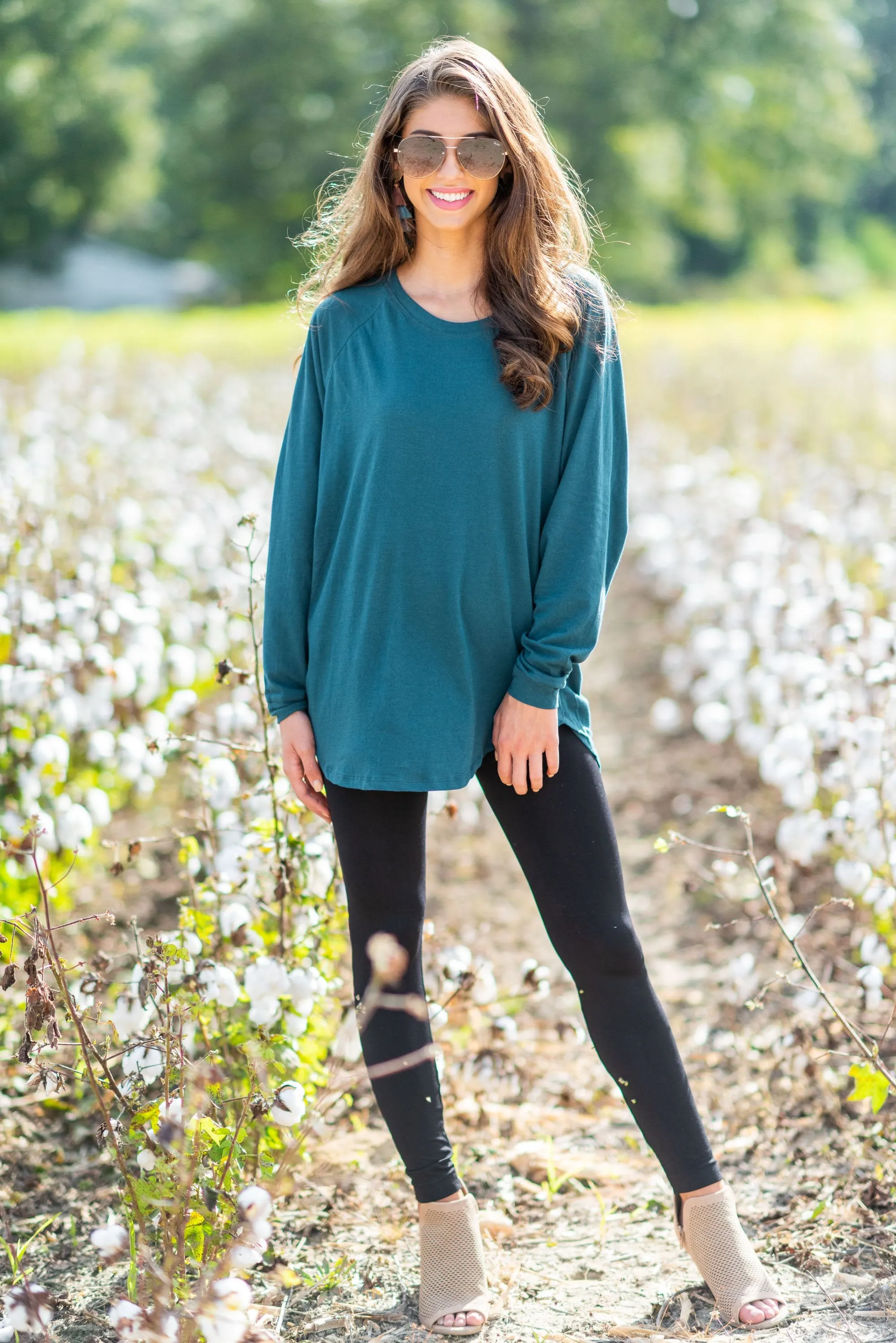 Easy Like Sunday Dark Teal Blue Tunic