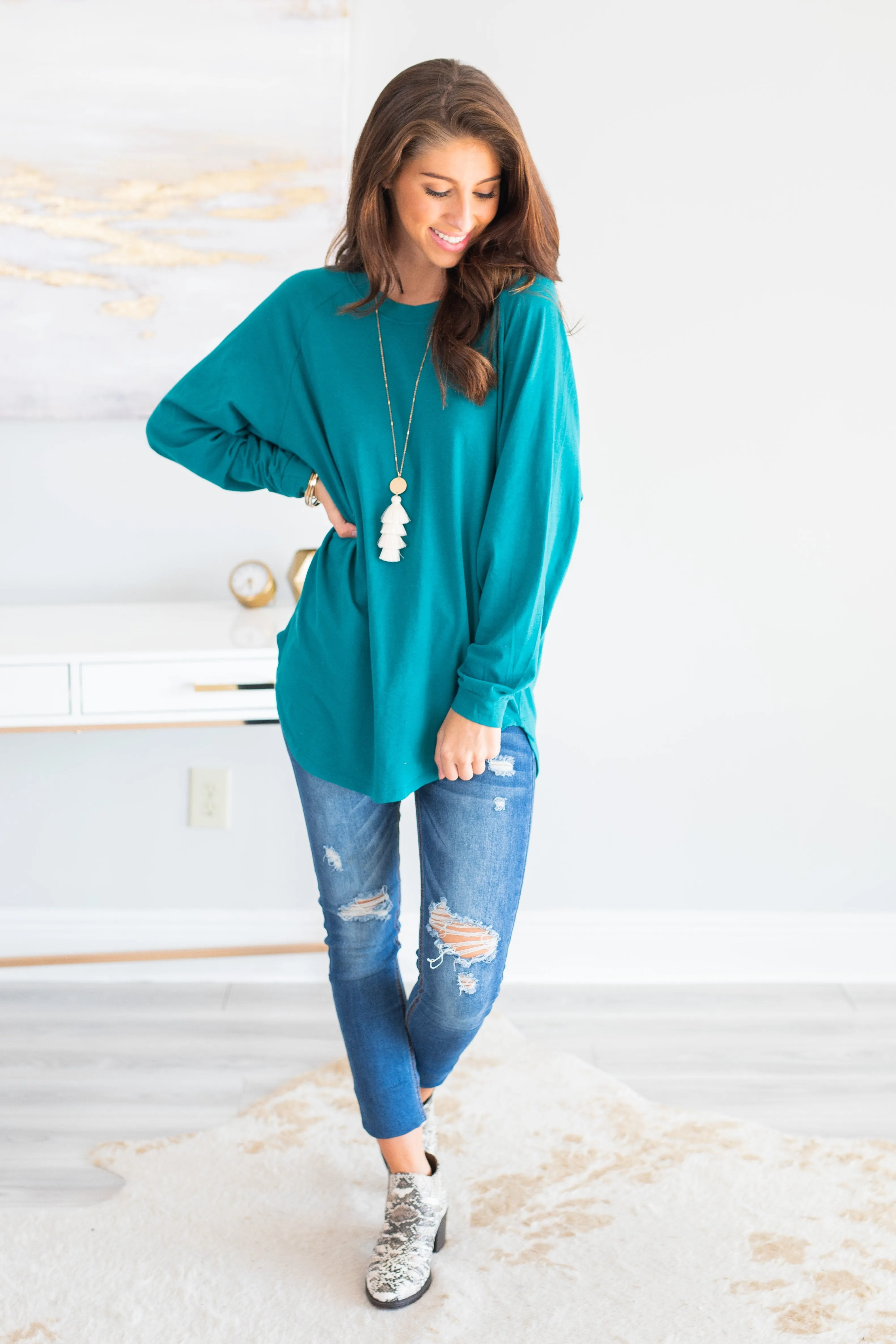 Easy Like Sunday Emerald Green Tunic