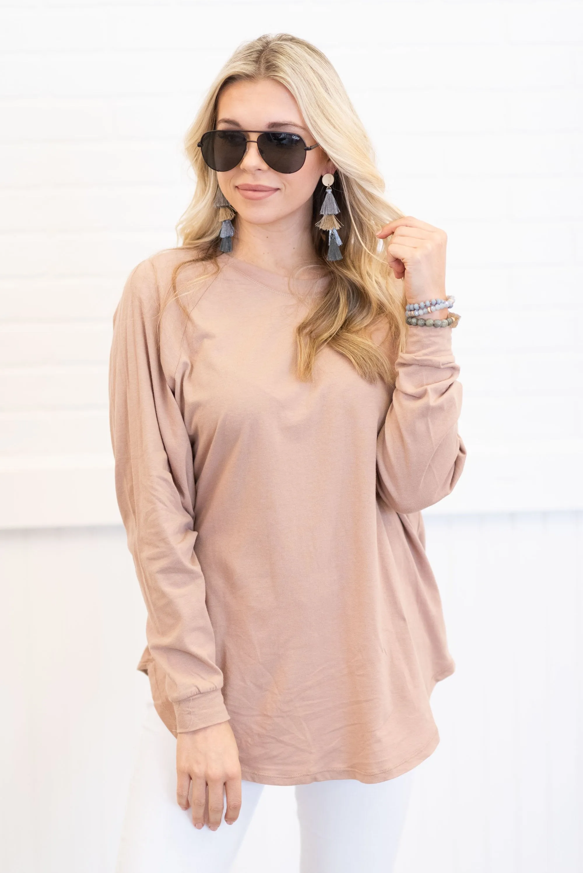 Easy Like Sunday Warm Taupe Brown Tunic