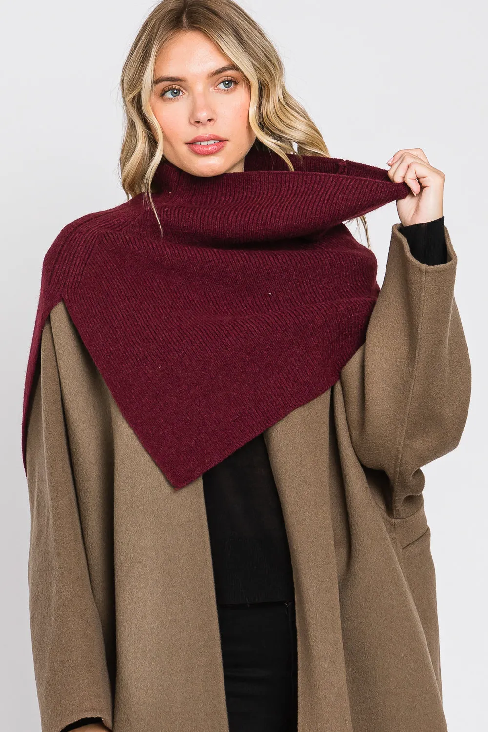 Elegant Turtle Neck Poncho