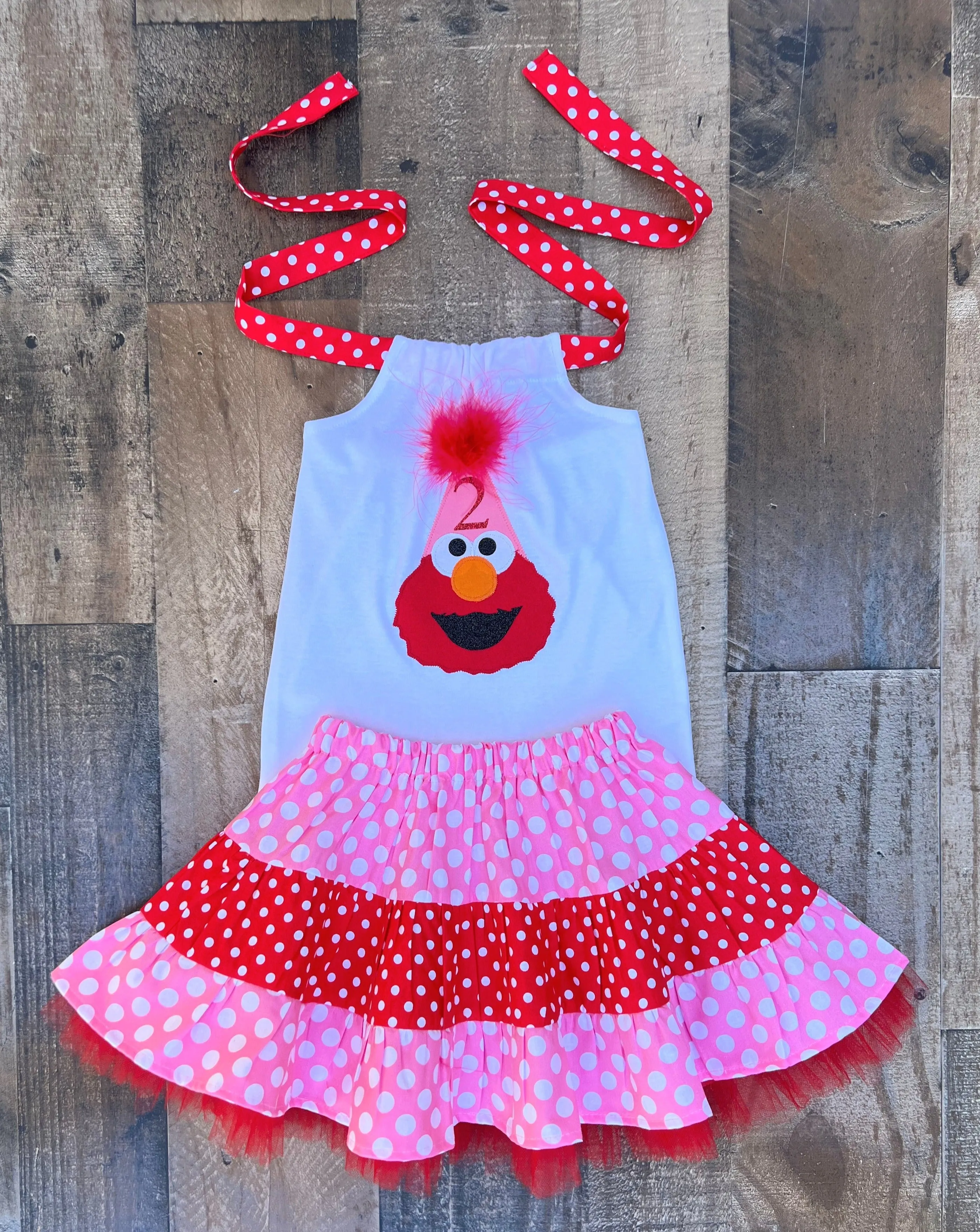 Elmo Birthday Personalized Skirt & Top Outfit