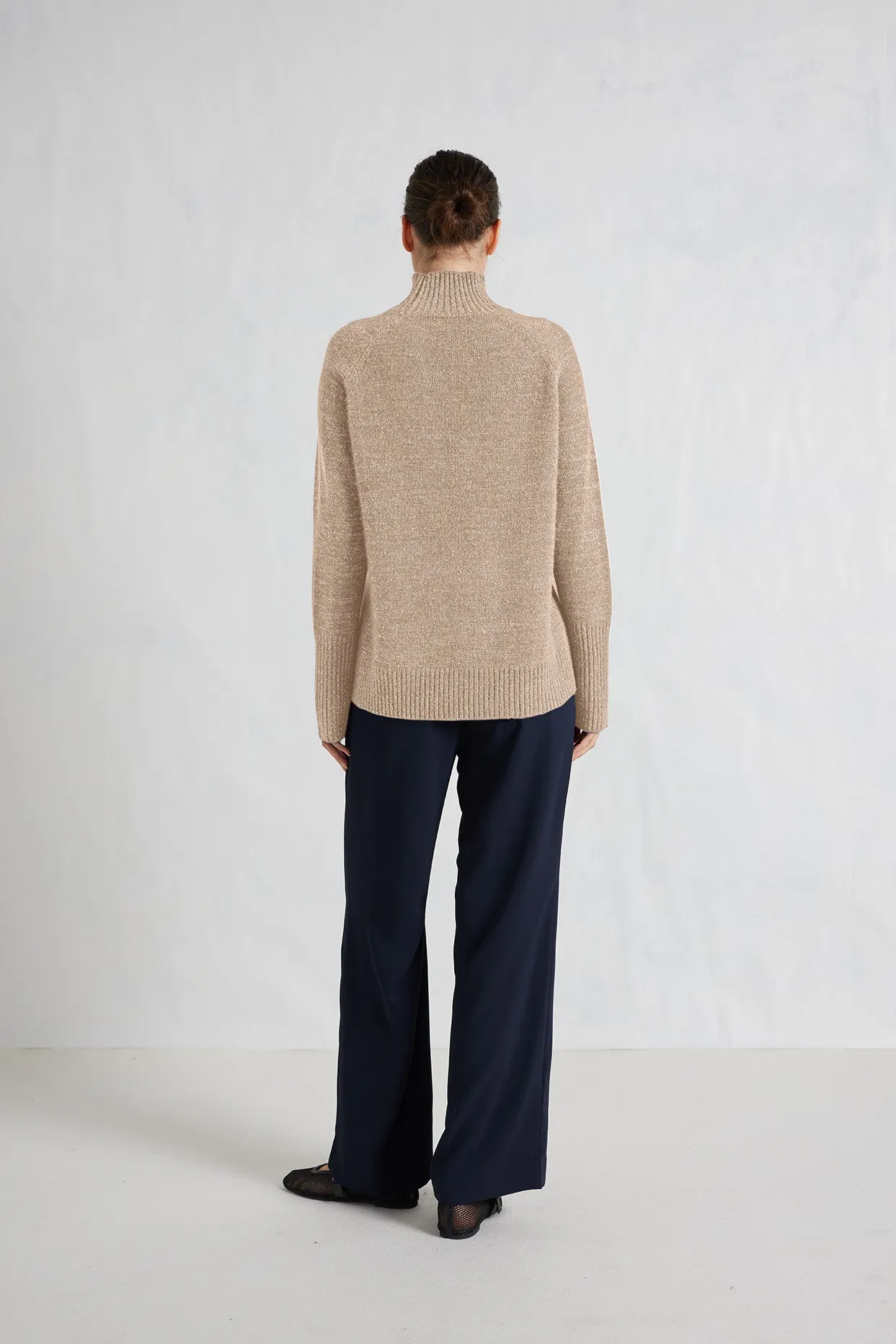 Fifi Polo Cashmere Sweater in Muesli Lurex