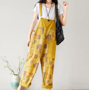 Floral Loose Handmade Denim Casual Spring Denim Overall Women Jumpsuits