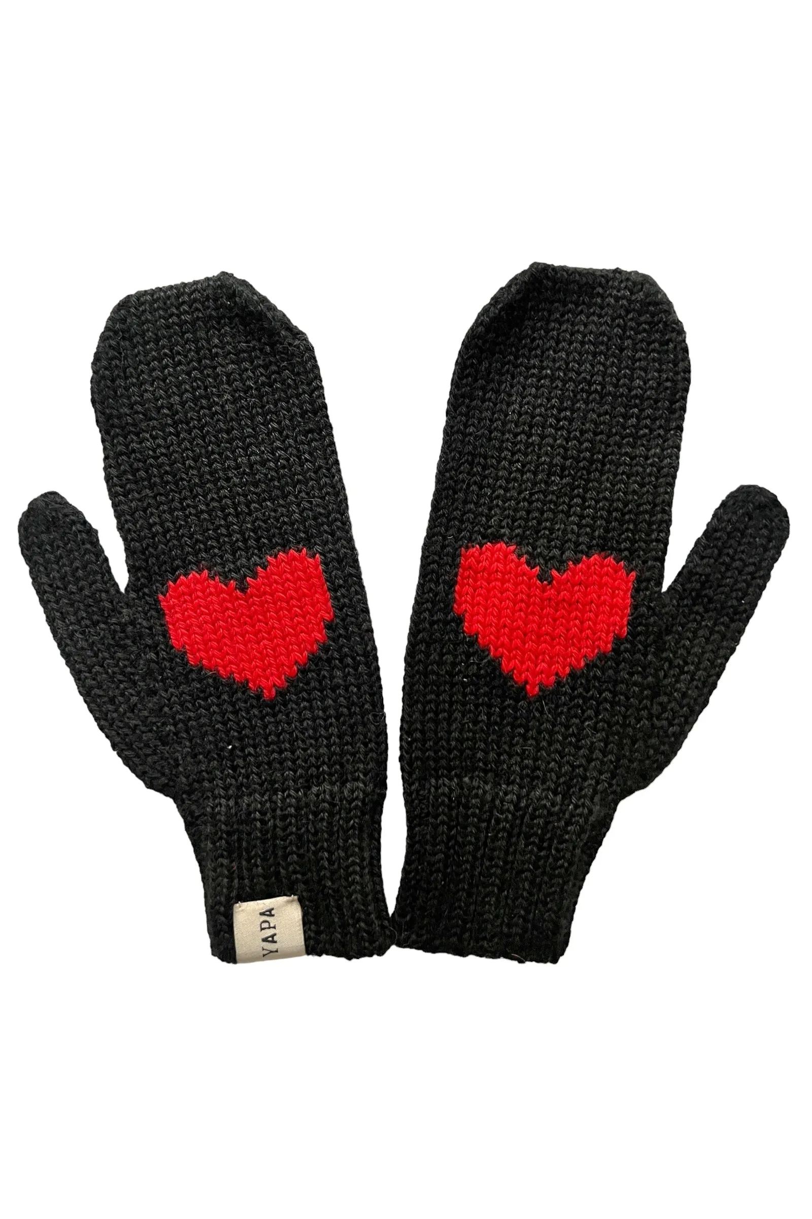 Fluffy Alpaca Heart Mittens