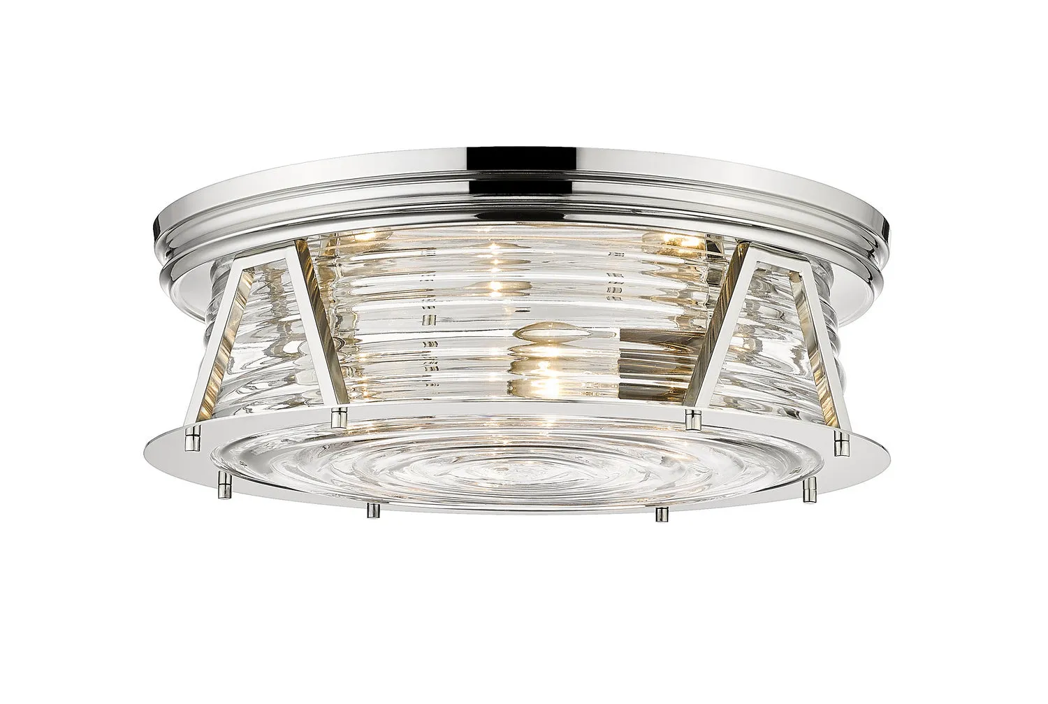 Four Light Flush Mount from the Cape Harbor Collection in Polished Nickel Finish by Z-Lite