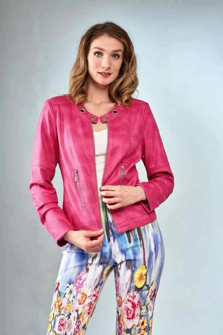 Fuchsia Jacket With Eyelets Collar