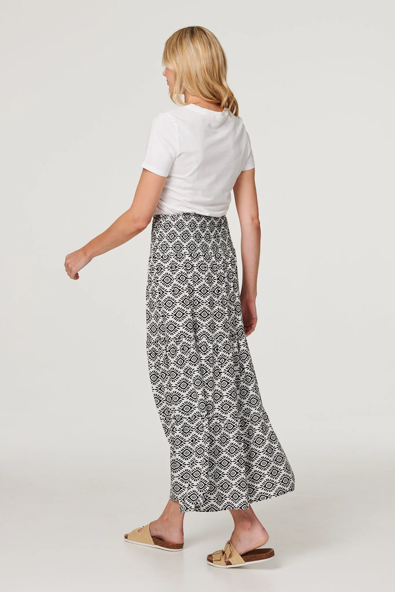 Geo Print High Waist Maxi Skirt