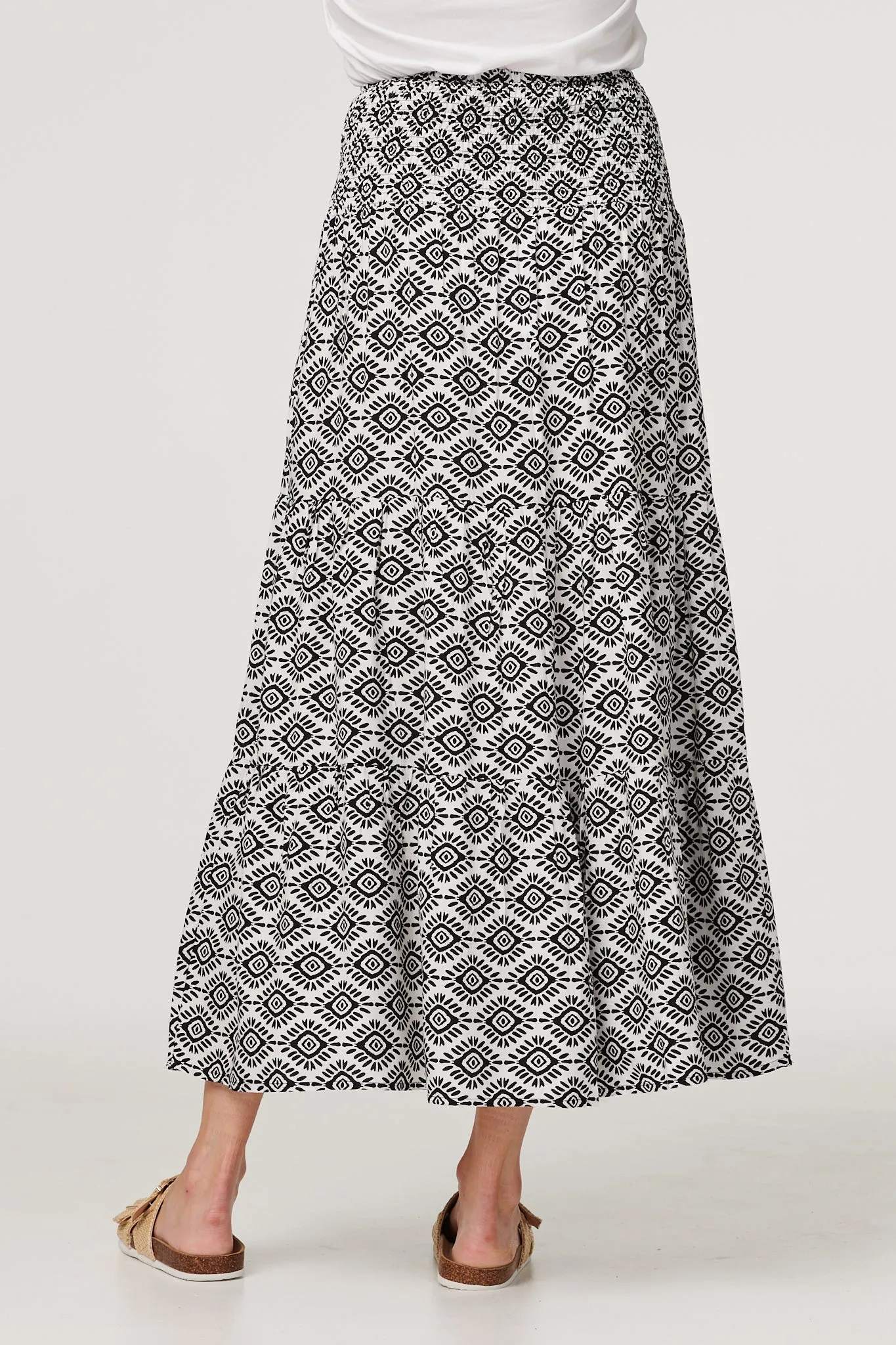 Geo Print High Waist Maxi Skirt