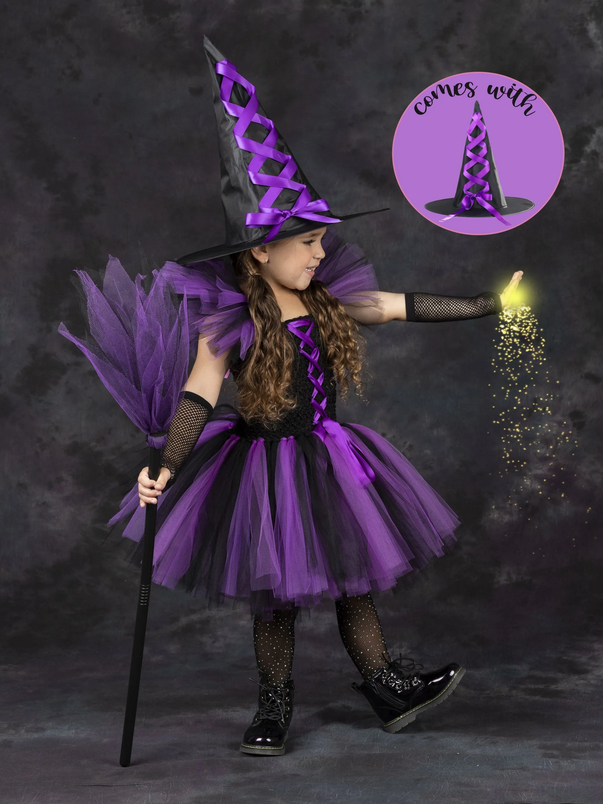 Girls Deluxe Witch Trio Tutu Costume Dress