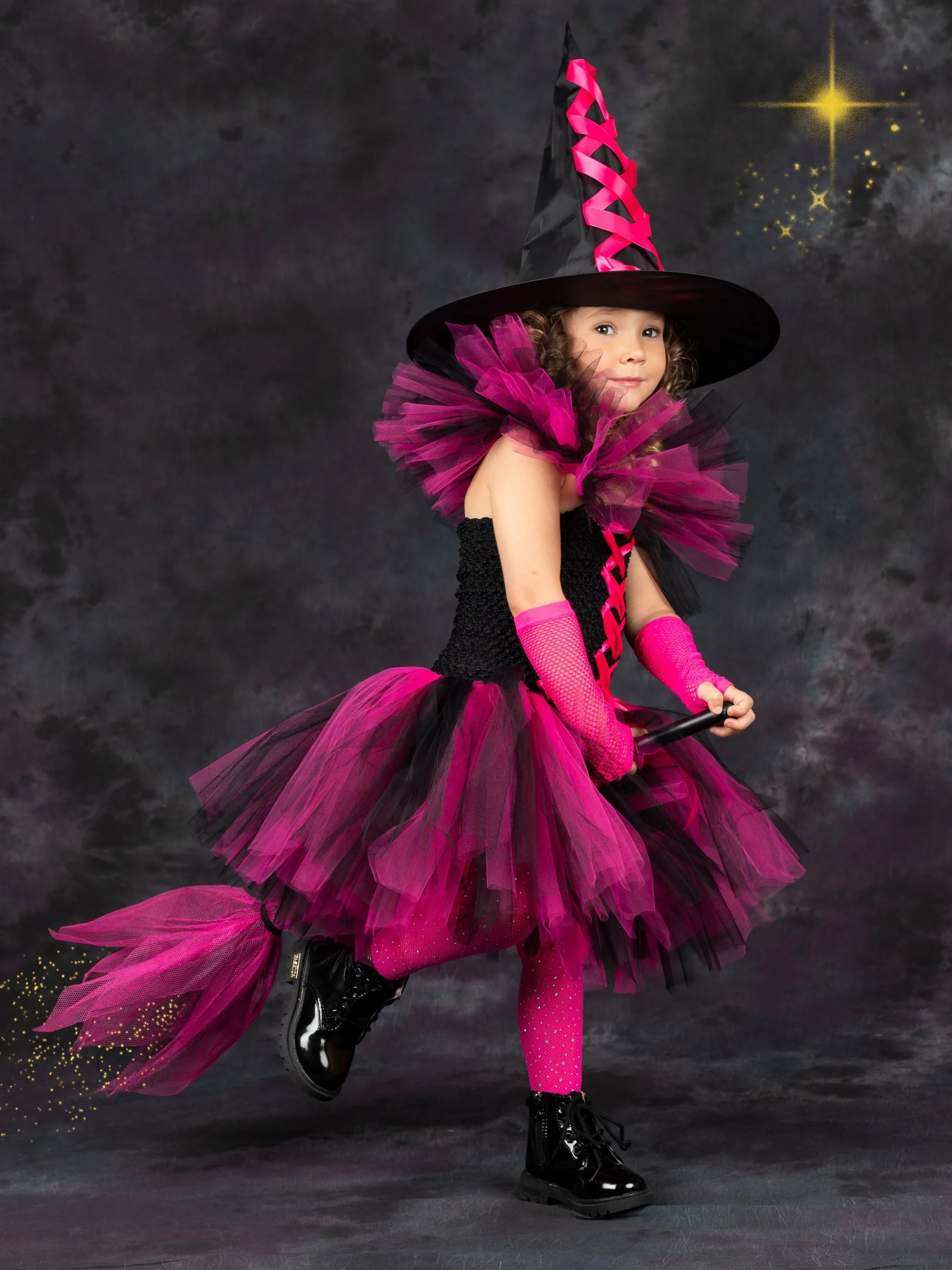 Girls Deluxe Witch Trio Tutu Costume Dress