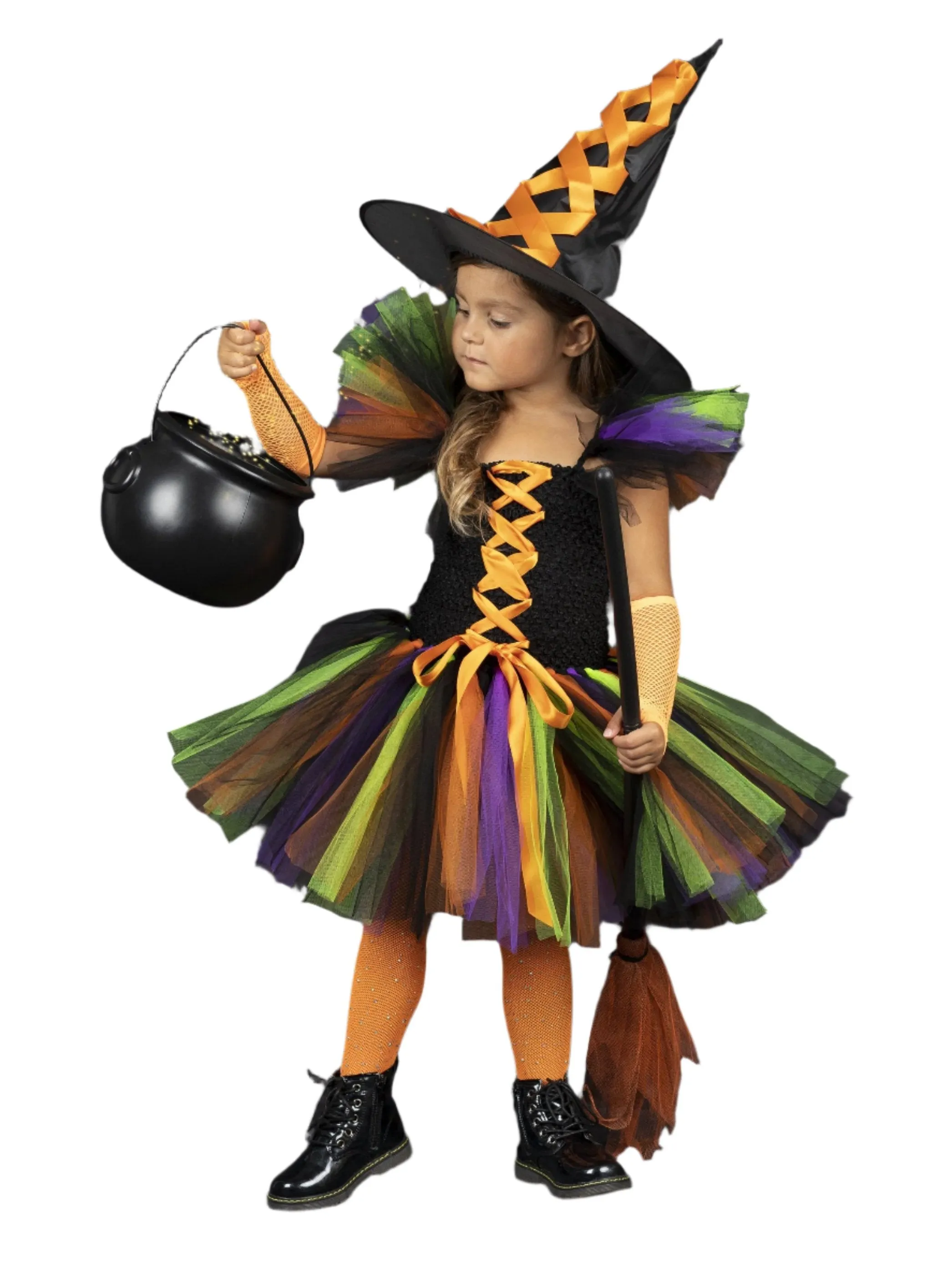 Girls Deluxe Witch Trio Tutu Costume Dress