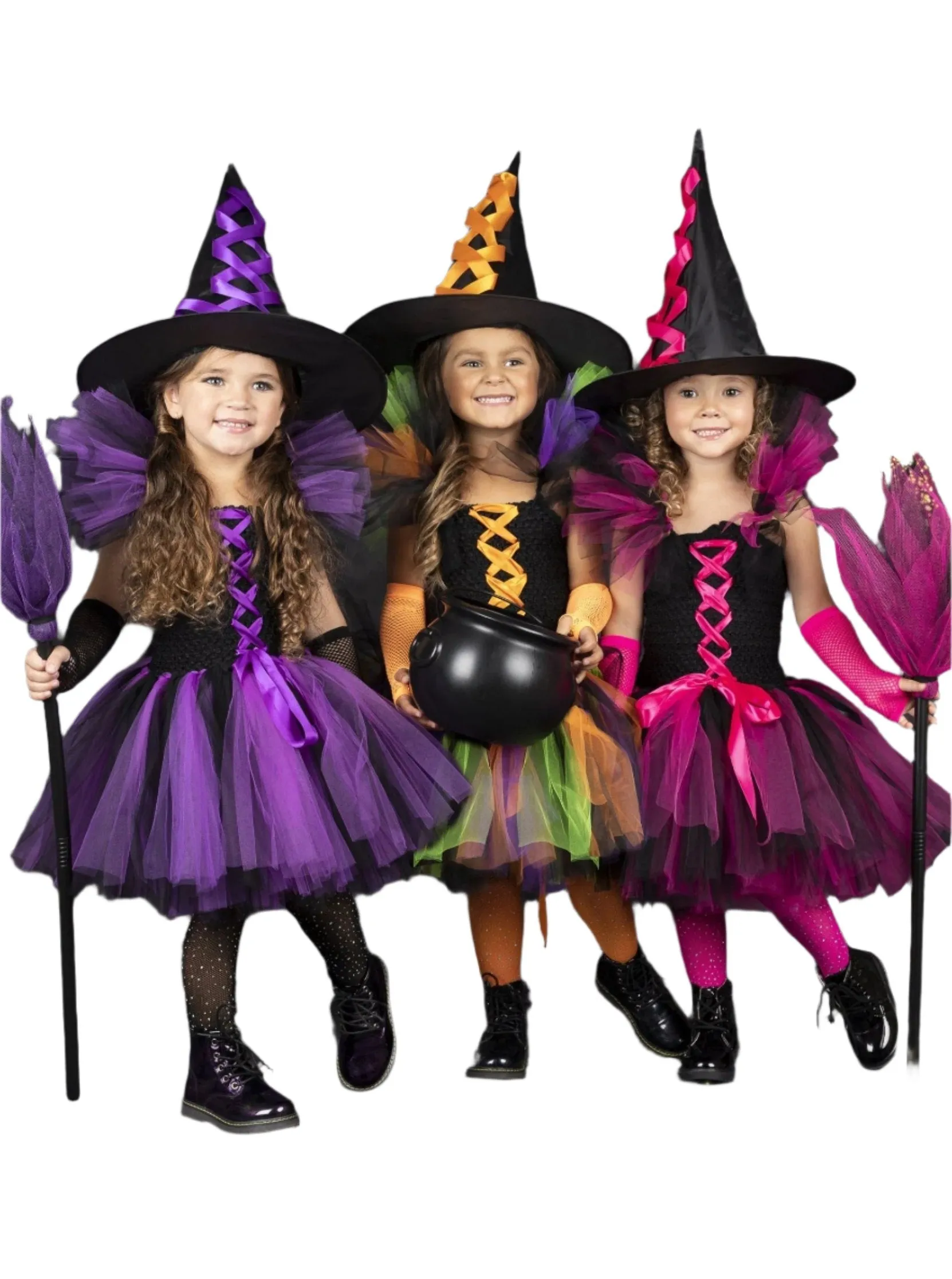 Girls Deluxe Witch Trio Tutu Costume Dress