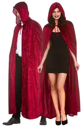 Halloween Deep Red Velvet Hooded Cape Costume Accessory