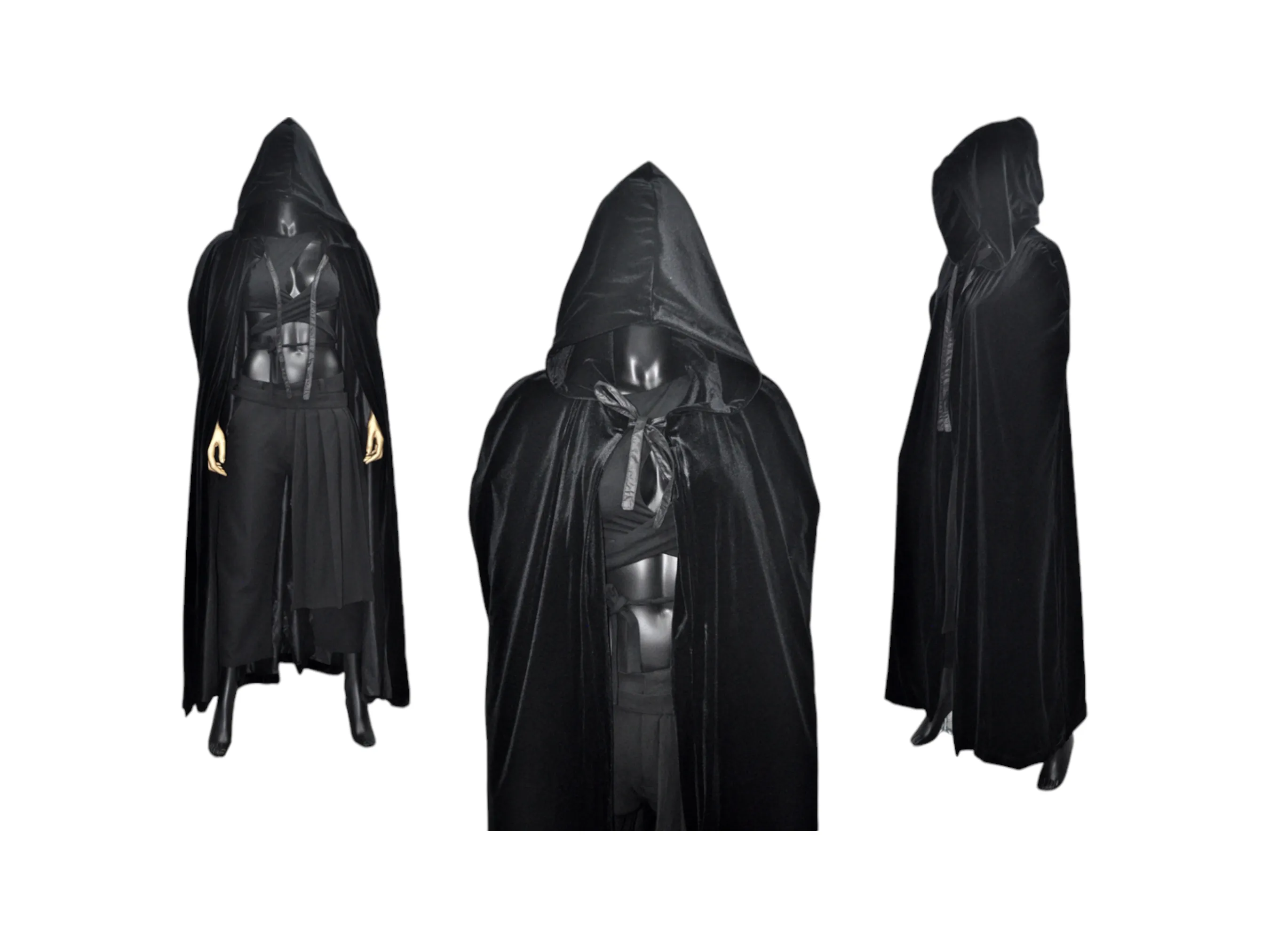 Halloween ! Punk Rave The Vampire's Wife The Crypt Crusader Velvet Cape with Satin Ties-BB940