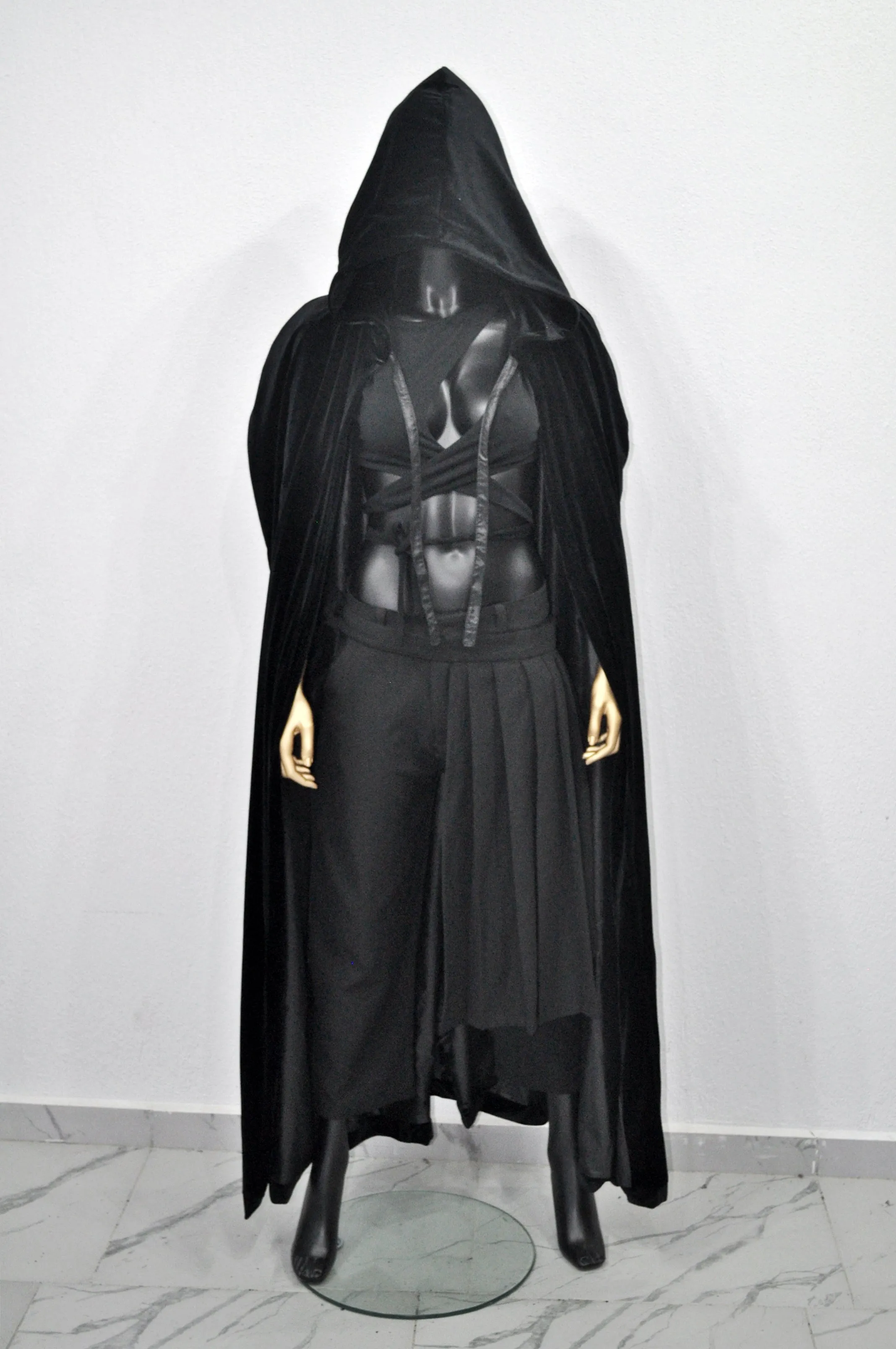 Halloween ! Punk Rave The Vampire's Wife The Crypt Crusader Velvet Cape with Satin Ties-BB940