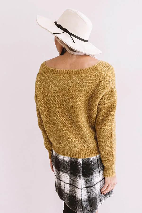 Happy Expressions Chenille Sweater In Mustard