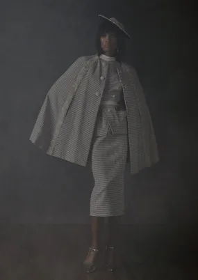 Houndstooth Cape, Blouse, & Pencil Skirt | Spring/Summer 2019