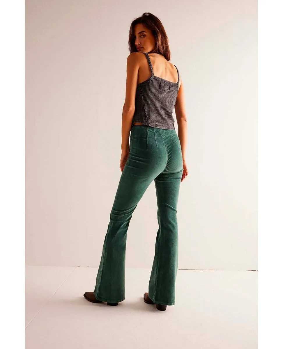 Jayde Cord Flare Pant Huntress Green